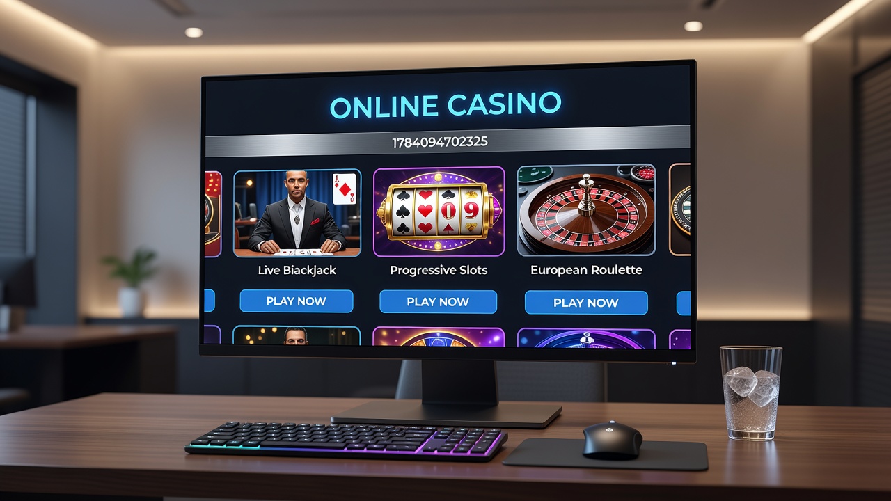Mobile device displaying online casino games alongside payment and support options