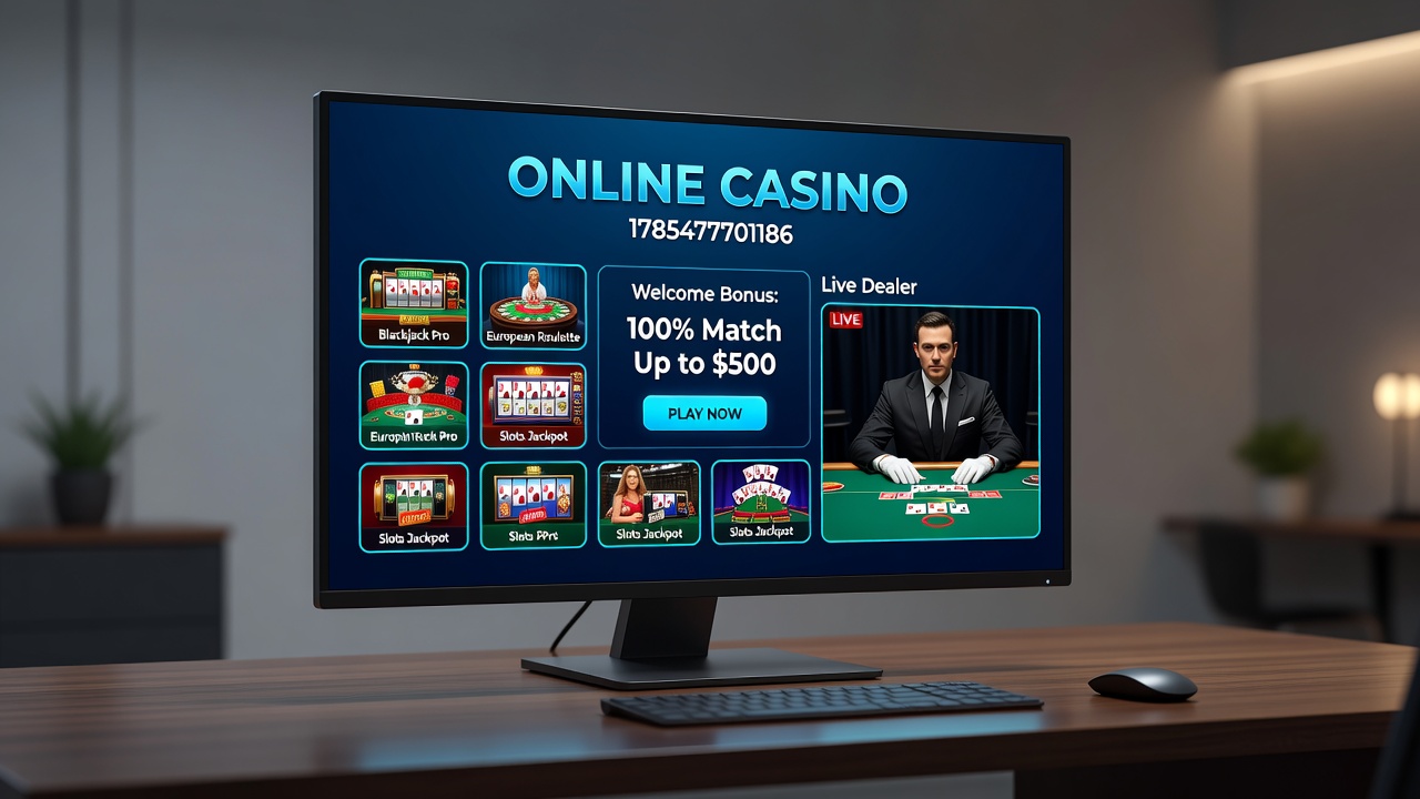 Live dealer table in an online casino studio with multiple camera angles